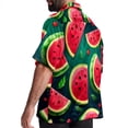 thumbnail image 3 of Watermelon Men's Short Sleeve Printed Poplin Shirt with Spread Collar Tops - Casual Button Down Summer Beach Shirt for Men and Women, 3 of 6