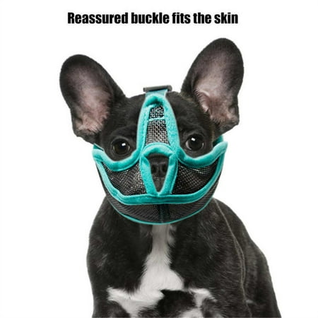 Dog Muzzle Short Snout Bulldog Muzzles Breathable Adjustable Dog Mouth Cover for Chewing Training Dog Anti-Biting Barking
