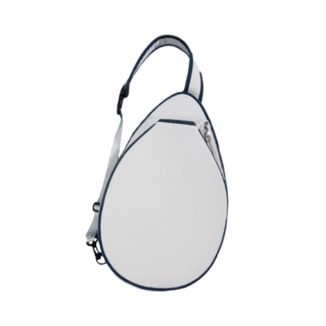 Bolsa de tenis, bolsa cruzada de tenis, portátil, de gran capacidad, para portar palas. Bordes azules blancos.
