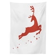 thumbnail image 3 of Ambesonne Valentine's Day Tablecloth Rectangular Table Cover, Jumping Reindeer, 52"x70", White Red, 3 of 4