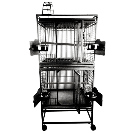 UPC: 0644472018233 | A and E Cage Co. 24 x22  Double Stack Cage with Play Top – Black