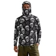 thumbnail image 7 of SEANATIVE Men's Summer Fishing Hoodie Top Long Sleeve UV Protection Hooded Fishing Shirt with Mesh Face Mask, Hiking Running T-Shirt Cooling Outdoor Wear, 3XL, Skull Rose Gray Black, 7 of 7