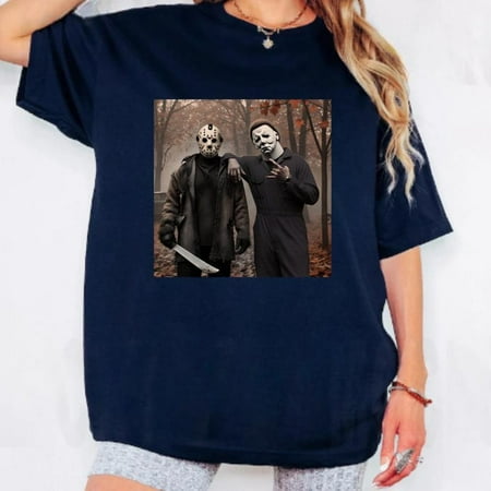 Jason Voorhes Michael Myers Shirt Friday the 13th Jason and Michael Shirt Horror Characters Friend 90s Halloween Movie Shirt Designs