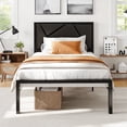 thumbnail image 3 of Amolife Twin Size Metal Platform Bed Frame with Faux Leather Headboard, Black, 3 of 11