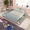 thumbnail image 5 of Full Size Daybed with Twin Size Trundle and 2 Storage Drawers, Space-Saving Solid Wood Full Size Platform Bed for Kids Toddlers and Adults,  Full Size Storage Platform Bed, No Box Spring Needed, Gray, 5 of 7