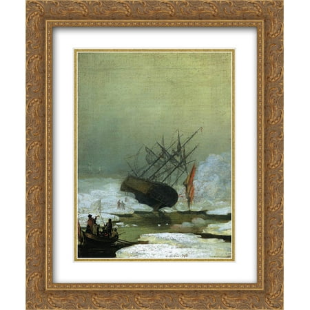Caspar David Friedrich 2x Matted 20x24 Gold Ornate Framed Art Print 'Wreck in the Sea of