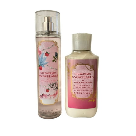 Bath & Body Works Strawberry Snowflakes Fine Fragrance Mist & Body Lotion Set