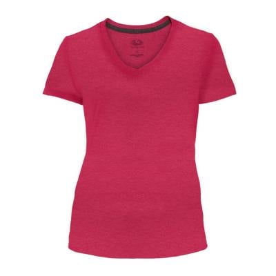 Playera Fruit Of The Loom para Mujer, Cuello V Manga Corta Jaspe Rosa Talla CH
