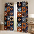 thumbnail image 2 of Homewish Dog Paw Print Kitchen Curtains,Patchwork Plaid Black Out Curtains Pack of 2 (42x63 Each),Brown Blue, 2 of 6