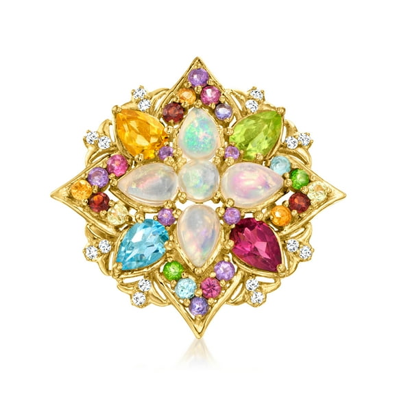 Ross-Simons Opal and 2.02 ct. t.w. Multi-Gemstone Ring in 18kt Gold Over Sterling, Women's, Adult