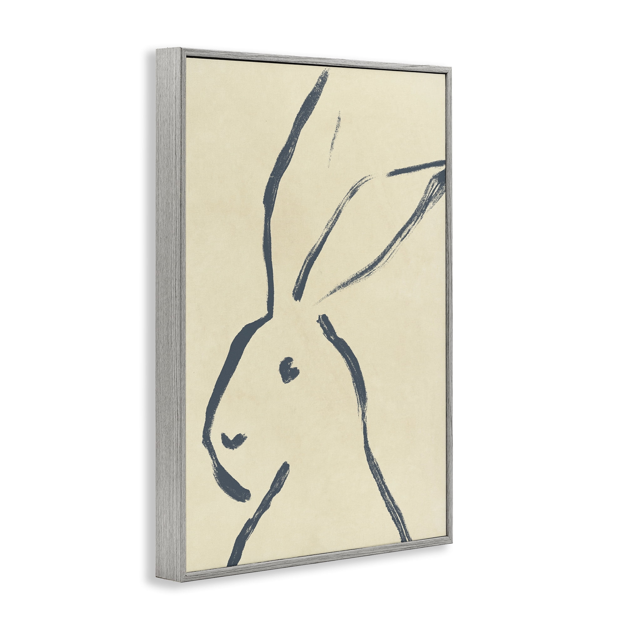 Stupell Industries Minimal Brushed Rabbit Animals & Insects Drawing Gray Framed Art Print Wall Art, 16 x 24