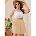 thumbnail image 2 of SHOWMALL Women's Plus Shorts Casual Loose High Waist Summer Beach Shorts Vacation Outfits Wheat 3X, 2 of 10