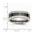 thumbnail image 2 of 8mm Stainless Steel With Sawtooth Accent Black Ceramic Center Faceted Band Ring Size 12.5 Jewelry Gifts for Women, 2 of 7