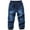 Blue, variant on CHENge Tween Boys Ripped Jeans Elastic Waistband Straight Leg Denim Pants Y2k Loose Elastic Waist Denim Pants with Multiple Pockets(Blue,12-13 Years)