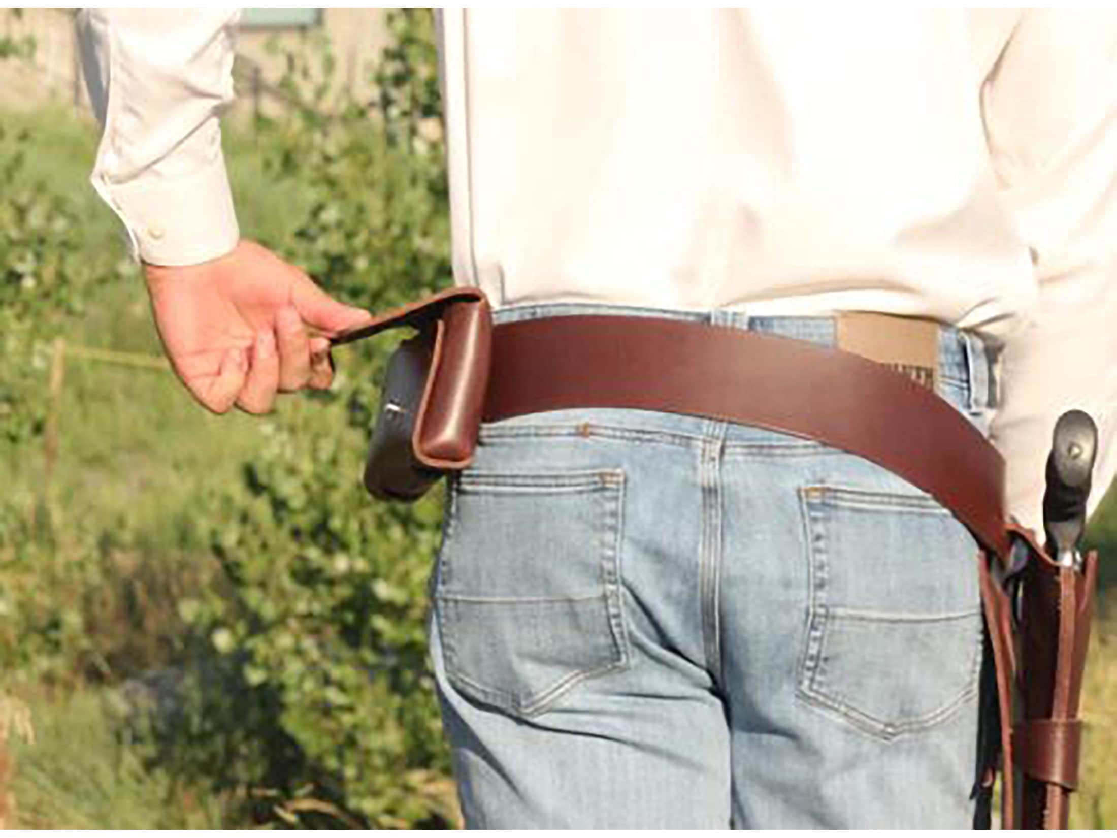 Hunter Buscadero Cap and Ball Revolver Gun Belt Leather Brown Large