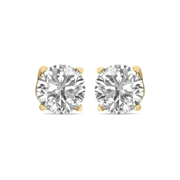 0.75 CTW Round Lab Grown Diamond Solitaire Stud Earrings with Basket Setting Screwbacks in 14K Yellow Gold (E-F, VS1-VS2)