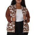 thumbnail image 1 of Women's Plus Size Jackets Lightweight Floral Bomber Jacket Caramel 2X Unique Bargains Chaqueta, 1 of 6