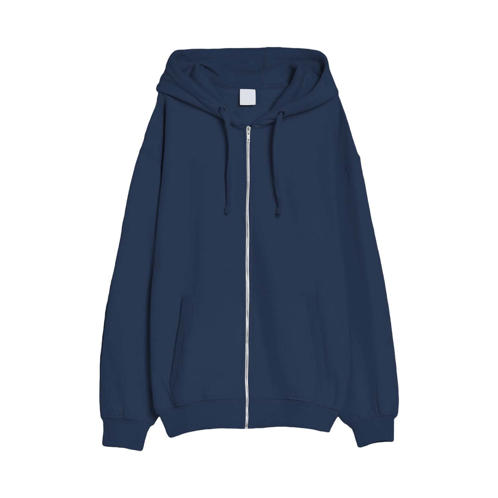 SNOWSONG Baggy Hoodie Men Mens Jacket Men's Spring / Fall Cardigan Sweatshirt Couple Tops Long Sleeve Drawstring Hooded Jacket Zip up Hoodie Men Big and Tall Hoodie Blue 5XL