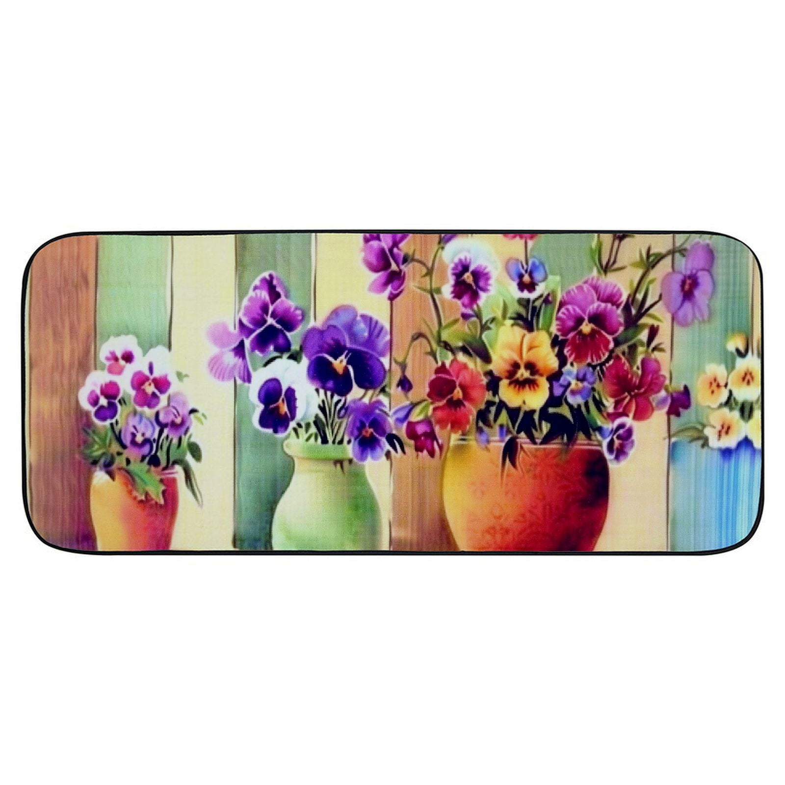 Heduofu Pansies Doormat Decorative Door Mat, Door Mat with Non-Slip Rubber Backing, Cleaning, Traps Dirt, for Entry, Patio, Garage 19.68*47.24 in