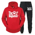 thumbnail image 3 of Sudadera con capucha y pantalón de manga larga con estampado divertido de pata de perro para hombre, conjunto de 2 piezas para amantes de los perros "The Dogfather", 3 of 5