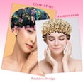 thumbnail image 5 of HEQUSIGNS 6PCS Waterproof Shower Cap, Double Layer Reusable Satin Hair Cap, Adjustable Elastic Band Cap for Women Girls, 5 of 8