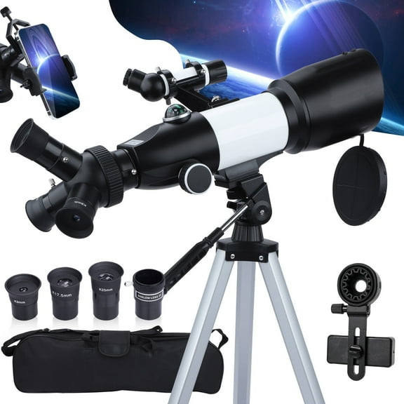 USCAMEL Telescope for Adults with 3 Rotatable Eyepieces, 70mm Aperture 400mm Telescope, 16x-133x Beginners Astronomy Refractor Telescope for Moon Viewing w/Barlow Lens