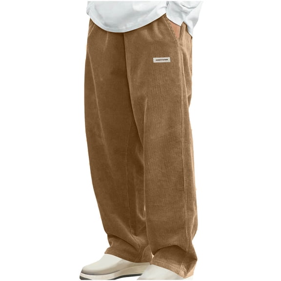 SuTry Mens Casual Pants Fashion Loose Fit Wide Leg Pants Straight Sweatpants Elastic Waist Pants(Khaki#1,Khaki#1)