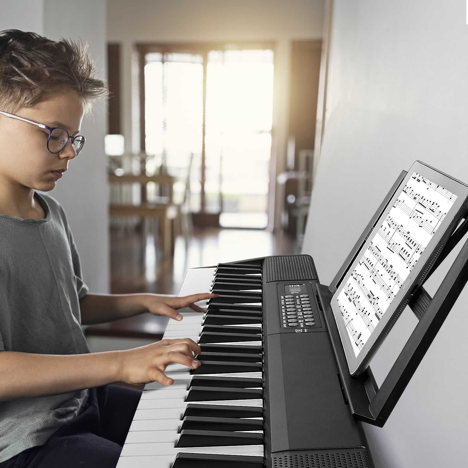 61 Key Folding Piano Semi-Weighted Standard Keyboards Digital Piano with Bluetooth, Handbag，for Piano Lover Black color