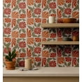 thumbnail image 4 of S4sassy Self-Stick Decorative Boho Wallpaper, Bold Blossom Print Wall Paper, Vinyl Waterproof Contact Paper, Orange, 25"x240" Removable Renter Friendly Wall Covering For Bedroom, Dining room, 4 of 9