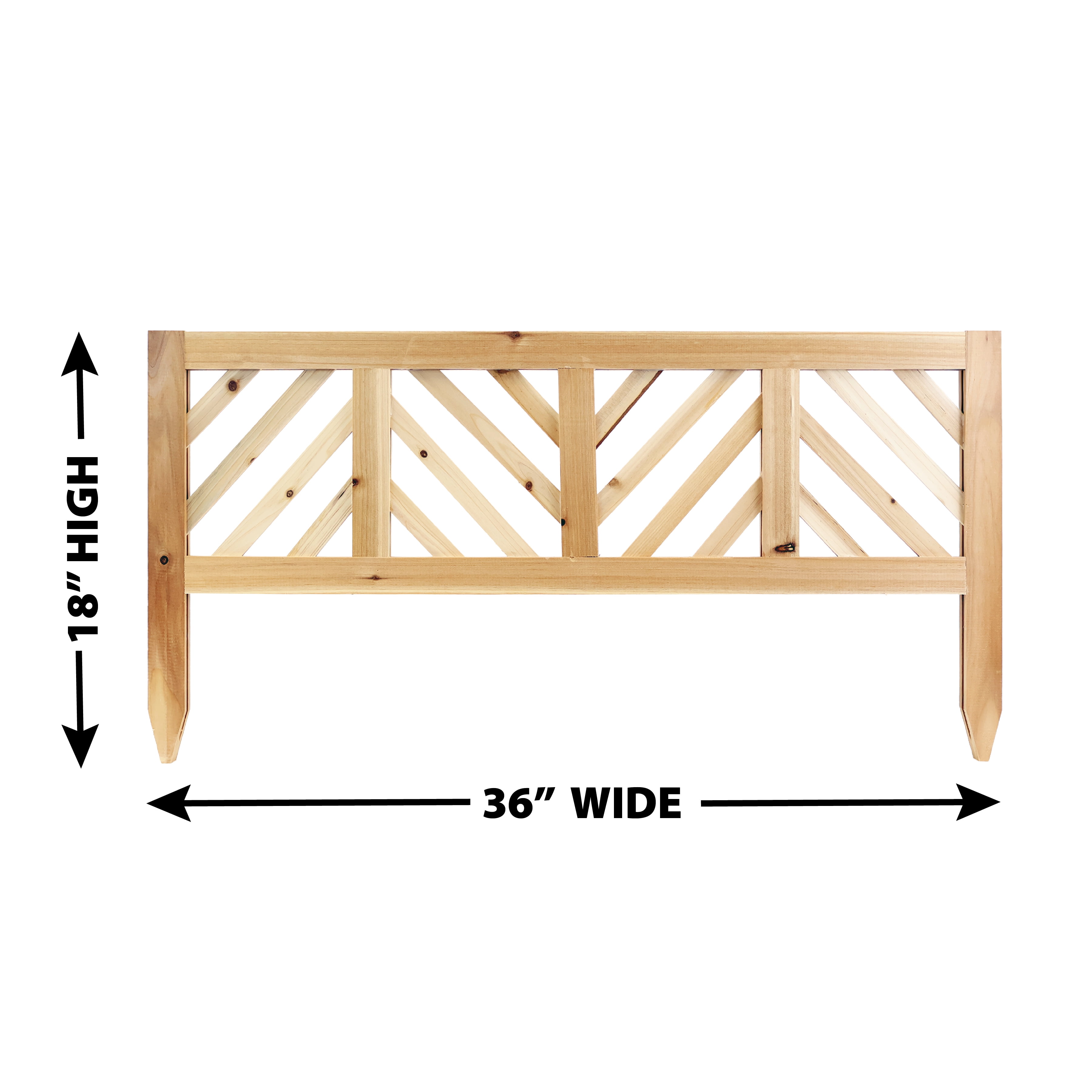 Expert Gardener 18in H x 36in W Wood Garden Border, Chevron Style