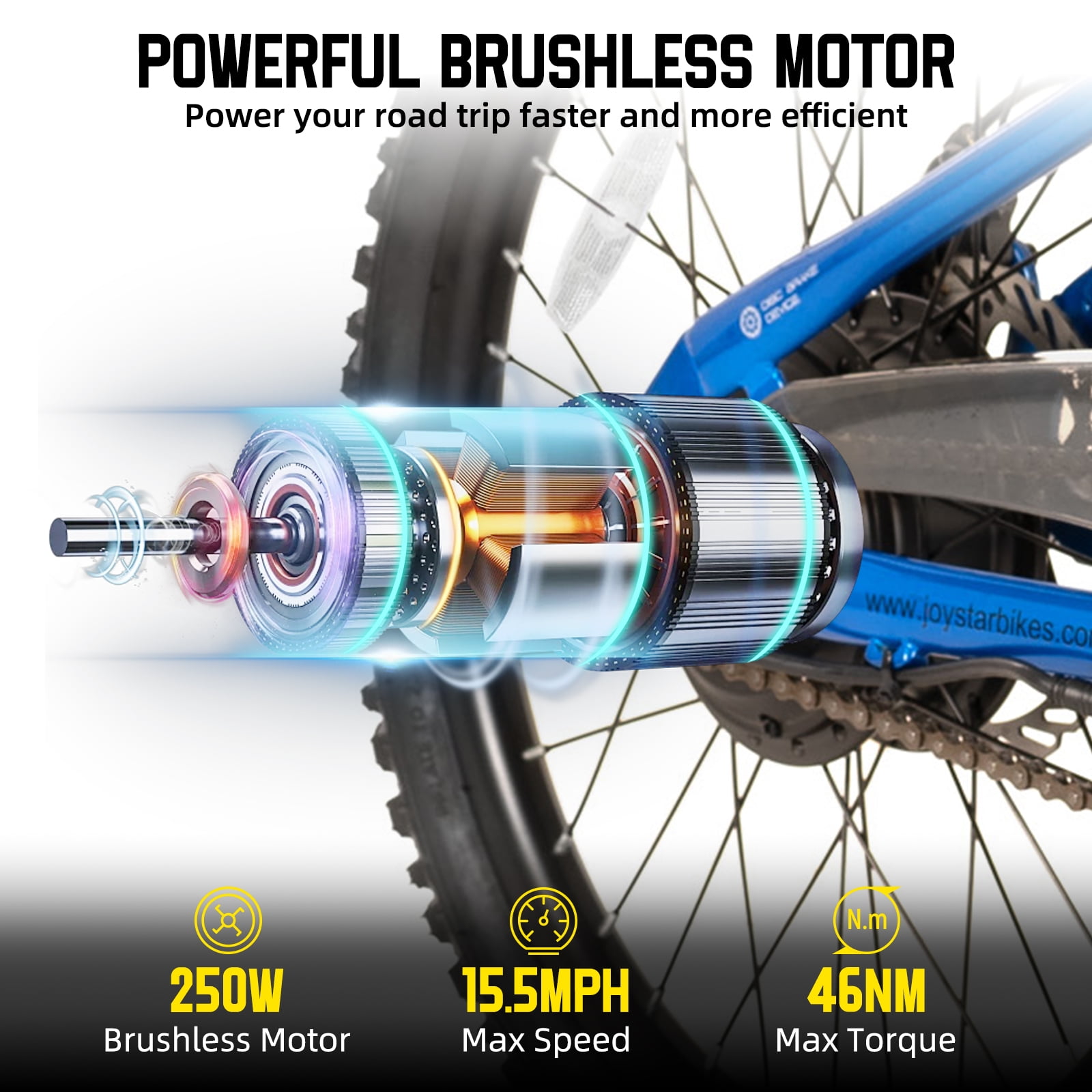 JOYSTAR Electric Bike for Teenagers, Ages 7+ with 250W Brushless Motor, 15 Miles 15MPH Electric Mountain Bicycle with Removable Battery, Multiple Colors