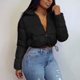 thumbnail image 3 of (clearance)IDALL Cropped Puffer Jacket Womens Winter Solid Short Bread Down Jacket Stand Up Collar Outerwear Padded Thick Coat Coats for Women Quilted Jackets for Women Black Xl, 3 of 7