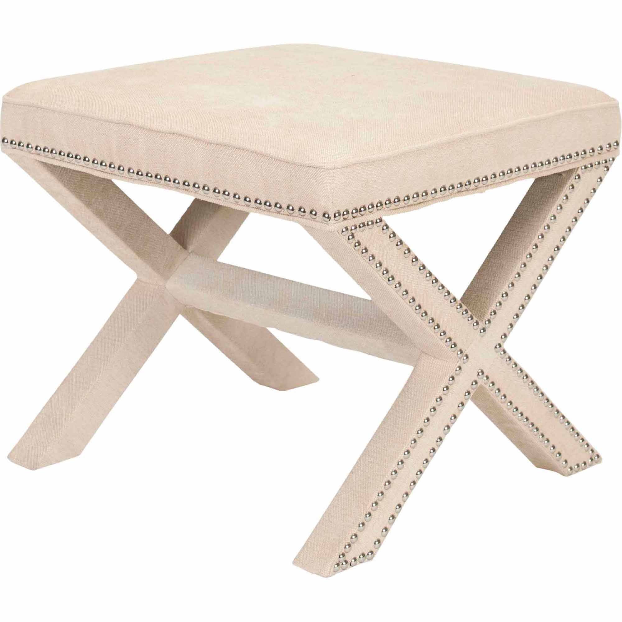 SAFAVIEH Palmer Transitional Cross Leg Upholstered Ottoman, Taupe