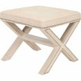 thumbnail image 3 of SAFAVIEH Palmer Transitional Cross Leg Upholstered Ottoman, Taupe, 3 of 3