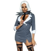 2 PC Bone Babe, includes suit dress with bone pinstripe and bow tie