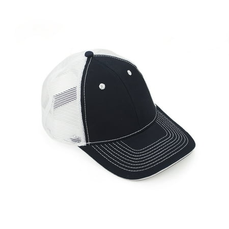 Opromo 6 Panel Cotton Twill Trucker Cap, Mesh Cap Adjustable-NavyBlue