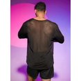 thumbnail image 2 of playera de malla con cuello de muesca para hombre, transparente, manga 3/4 Negro G Negro G Xishao ropa, 2 of 2