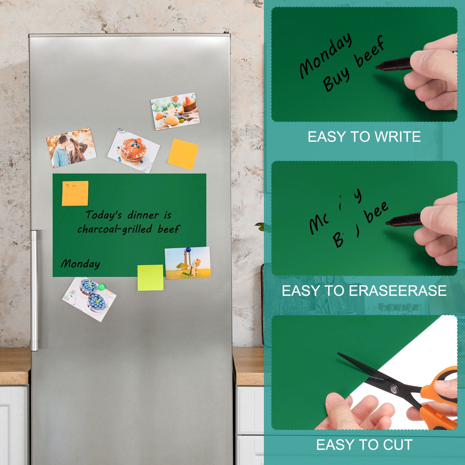 Uxcell Magnetic Dry Erase Board Sheet for Fridge, 6 Pcs 12 x 8 Inch Erasable Refrigerator Whiteboard for Kitchen for Home Kitchen Organizer Planner Office Storage, Green (0.6mm)