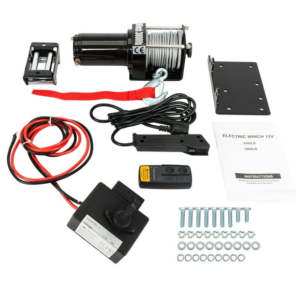 COUTEXYI 3000 LBS Single Line Electric Winch for ATV, with Roller Fairlead, Mounting Plate and