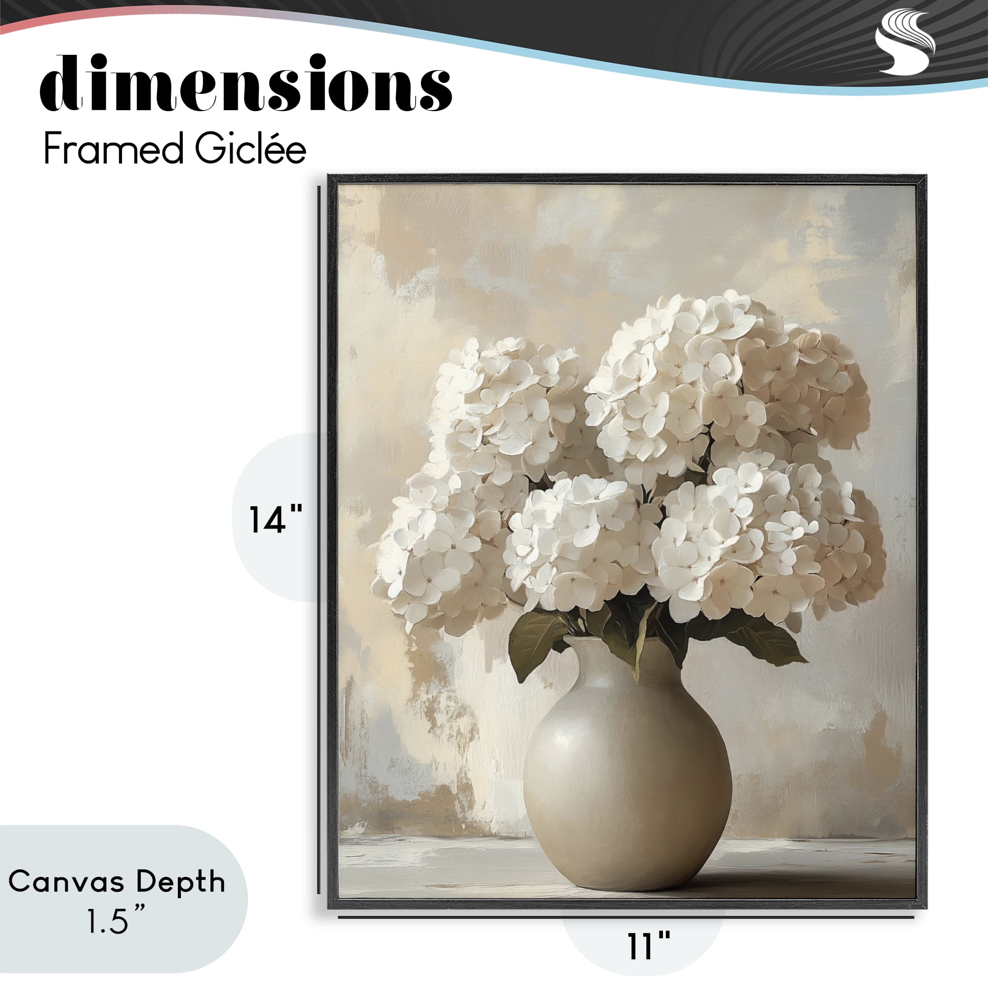 Stupell Industries Vase of Hydrangeas in Bloom Black Framed Giclee Art, design by LSR Design Studio