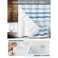 thumbnail image 3 of No Hook Shower Curtain with Snap in Liner,Watercolor Blue Gradient Stripe Waterproof Bath Curtain Double Layers with See Through Top Window,Modern Minimalist Line Hotel Shower Curtains 60x72in, 3 of 9