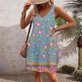 thumbnail image 3 of Ovzne Robes pour Femmes Robe d'Été Mode Décontractée d'Été pour Femmes Robe Sans Manches à Col en V avec Poches Grande Taille Robe Imprimée en Solde, 3 of 5