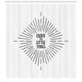 thumbnail image 3 of Enjoy the Little Things Shower Curtain, Tribal Design with Starburst Lines and Helpful Quote, Fabric Bathroom Set with Hooks, 69W X 70L Inches, Pale Grey Black and White, by Ambesonne, 3 of 3