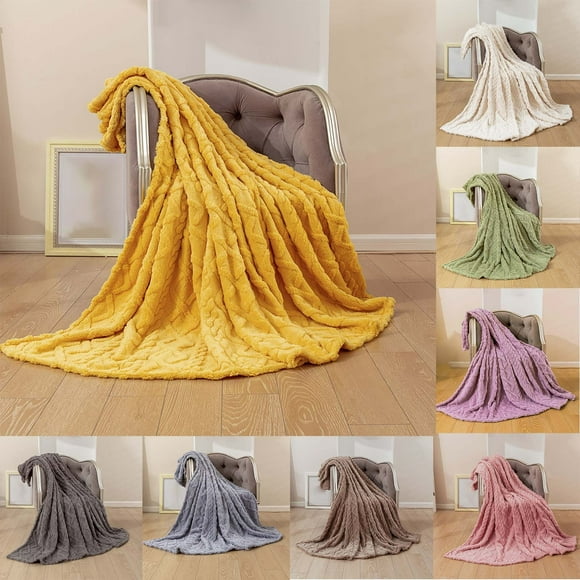 Jiaeri Jeté en Molleton Super Doux et Chaud pour Sofa et Lit, Couverture Peluche en Flanelle Douillette, Couverture Douce en Microfibre Unie pour Literie de Canapé