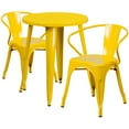 thumbnail image 2 of Emma + Oliver Commercial 24" Round Yellow Metal Indoor-Outdoor Table Set with 2 Arm Chairs, 2 of 5