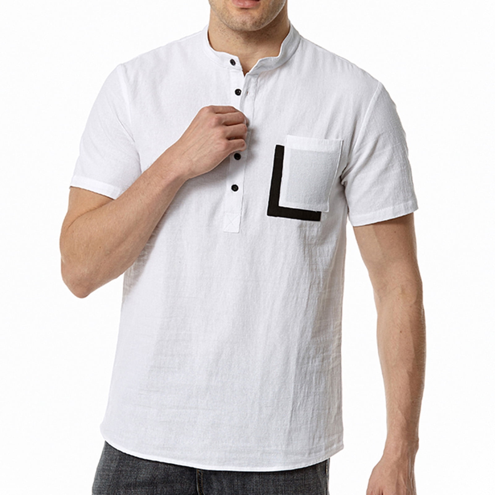 Chemise Homme Col V Décontractée En Coton - Manches Longues Imprimée - Taille Régulière