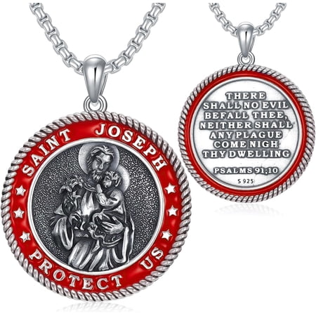 CACA LADY 925 Sterling Silver Jewelry Patron Amulet Medallion Gift for Men Father Son