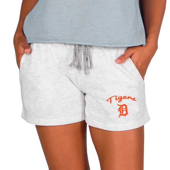 Women's Concepts Sport Ash Detroit Tigers Mainstream French Terry Tri-Blend Shorts