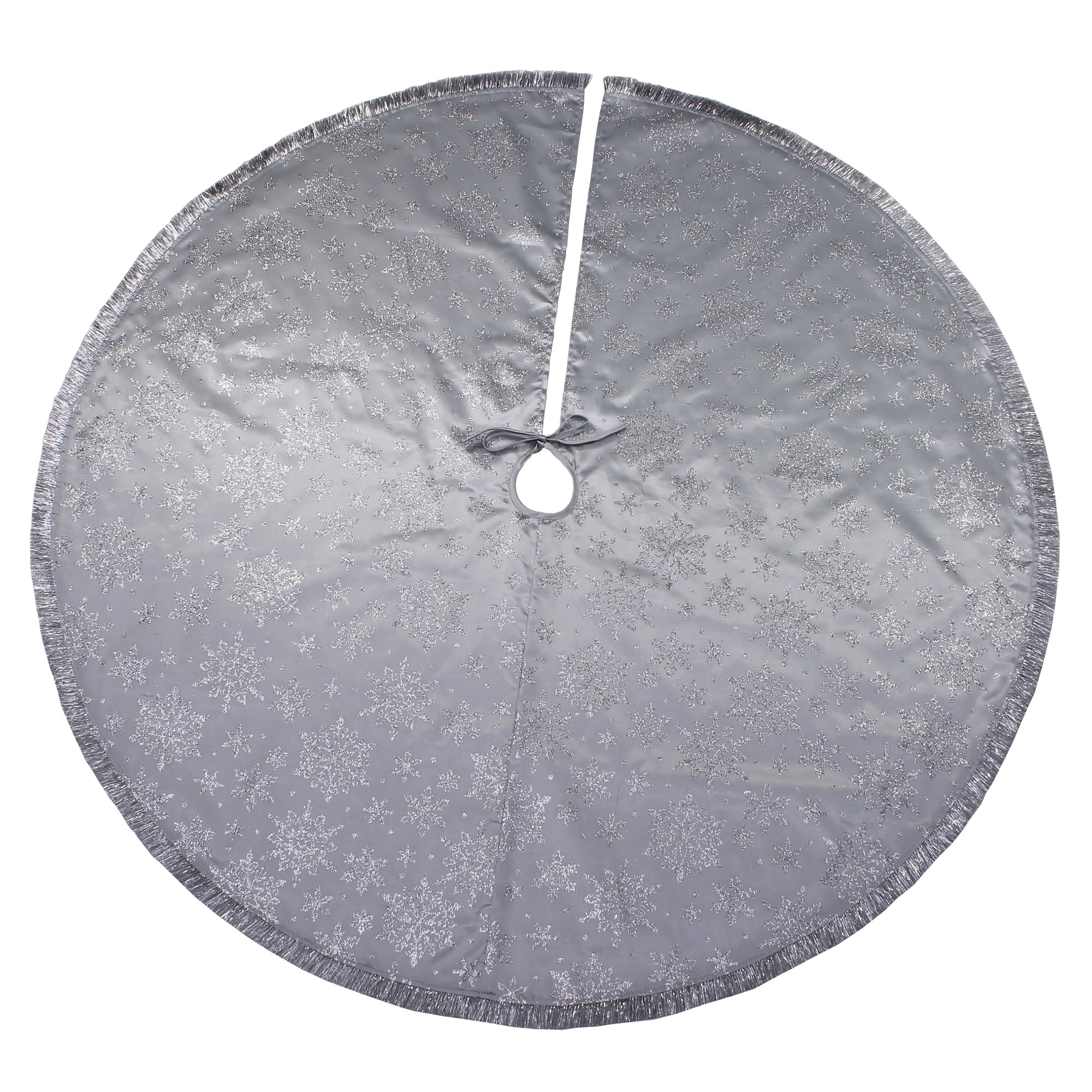 Holiday Time Silver Glitter Snowflake Tree Skirt - Walmart.com