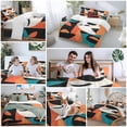 thumbnail image 6 of Color Block Bedding 3 Piece Duvet Cover Set Twin Size, Orange Teal Black Contemporary Abstract Soft Microfiber Comforter Cover with Zipper Closure & Pillowcases, Wrinkle & FadeResistant Quilt Cover, 6 of 9